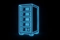 Neon server rack illustration with simple compose design highlighting modern technology and digital infrastructure Royalty Free Stock Photo