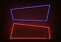 Neon shape sign vector. Light border form isolated on brick wall. Neon banner light template for nig