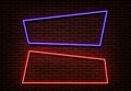 Neon shape sign vector. Light border form isolated on brick wall. Neon banner light template for nig