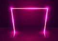 Neon show light podium futuristic background. Vector