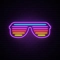 Neon shutter glasses sign.