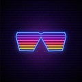 Neon shutter glasses sign.