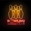 Neon sigh. Bowling club Royalty Free Stock Photo