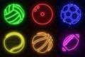 Neon sign against a brick wall. A set of different colored balls. Royalty Free Stock Photo