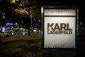 Neon sign as outdoor advertising for a Karl Lagerfeld store on Kurfuerstendamm in Berlin