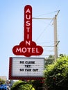 Neon sign for The Austin Motel, an iconic business in Austin, Texas
