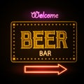 Neon sign. Beer bar