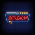 Neon Sign bingo with brick wall background vector Royalty Free Stock Photo