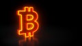 Neon Sign Bitcoin On Black Background - 3D Illustration