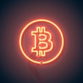 Neon sign bitcoin orange