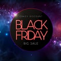 Neon sign black friday big sale open on abstract space background Royalty Free Stock Photo