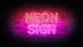 neon sign on a brick wall. 3d render poster