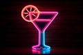 A neon sign with a classic cocktail glass icon Royalty Free Stock Photo