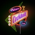 Neon sign.Cocktail bar Royalty Free Stock Photo