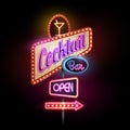 Neon sign. Cocktail bar Royalty Free Stock Photo