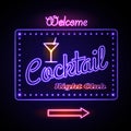 Neon sign. Cocktail bar Royalty Free Stock Photo