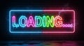 Vibrant Neon Loading Sign with Electrical Sparks and Moody Lighting Effects Royalty Free Stock Photo