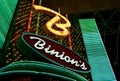 Neon Sign at the Entrance of Binion`s Horseshoe Casino