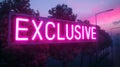 Neon Sign Exclusive Illuminates Twilight Cityscape