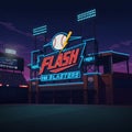 Neon sign for a fictional baseball team, \