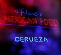 Neon Sign Fine Mexican Food and Cerveza