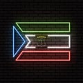 Neon sign in the form of the flag of Equatorial Guinea. Against the background of a brick wall with a shadow. Royalty Free Stock Photo