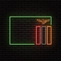 Neon sign in the form of the flag of Zambia. Against the background of a brick wall with a shadow.