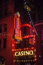 Neon sign hanging outside the entrance to the Greektown Casino in downtown Detroit, Michigan Royalty Free Stock Photo