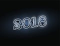 2018 Neon Sign. Happy new year realistic neon vector illustration