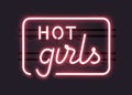 Neon Sign Hot Girls Royalty Free Stock Photo