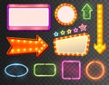 Neon Sign Icon Set Royalty Free Stock Photo