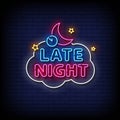 Neon Sign late night with brick wall background vector Royalty Free Stock Photo