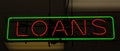 Neon Sign Neon Loan Sign in Store Window Royalty Free Stock Photo