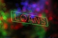 Neon Sign Neon Loan Sign in Store Window Royalty Free Stock Photo