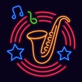 Neon sign or logotype of Jazz club or bar vector Royalty Free Stock Photo