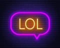 Neon sign lol in frame on dark background Royalty Free Stock Photo