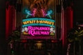 Neon sign for Mickey and Minnies Runaway Railway ride