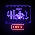 Neon sign. Night Hotel Royalty Free Stock Photo