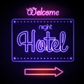 Neon sign. Night Hotel Royalty Free Stock Photo