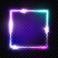 Neon sign. Night square frame with glow and light. Royalty Free Stock Photo