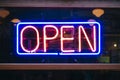 Neon Sign Open signage Light Bar Restaurant Shop Royalty Free Stock Photo