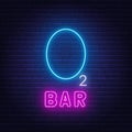 Neon sign oxygen bar on a dark background. Royalty Free Stock Photo