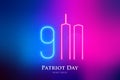 Neon sign Patriot Day September 11, 2001. Royalty Free Stock Photo