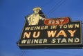 A neon sign that reads Ã¯Â¿Â½Best Weiner in Town, Nu Way Weiner StandÃ¯Â¿Â½