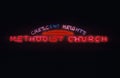 A neon sign that reads Ã¯Â¿Â½Crescent Heights Methodist ChurchÃ¯Â¿Â½ Royalty Free Stock Photo