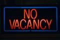 Neon sign reads Ã¯Â¿Â½No VacancyÃ¯Â¿Â½ for a motel at night