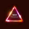 Neon sign. Red pink abstract triangle background.