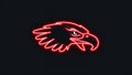 Red neon light representing an eagle head on a black background Royalty Free Stock Photo
