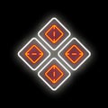 Neon sign representing four buttons forming a user interface element