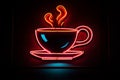 A neon sign with a retro coffee cup icon Royalty Free Stock Photo